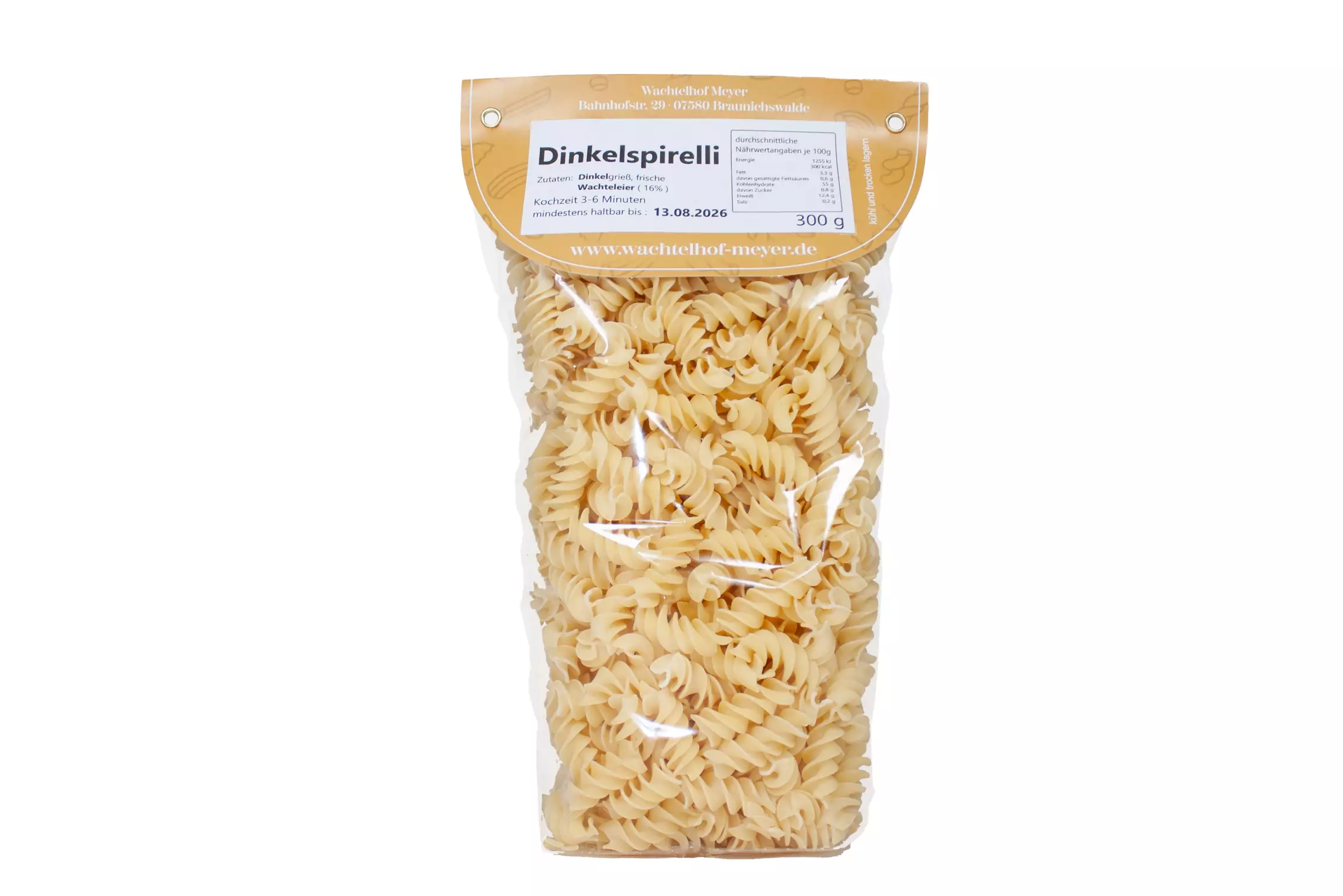 Meyer´s Wachtelei Dinkel Spirelli 300g