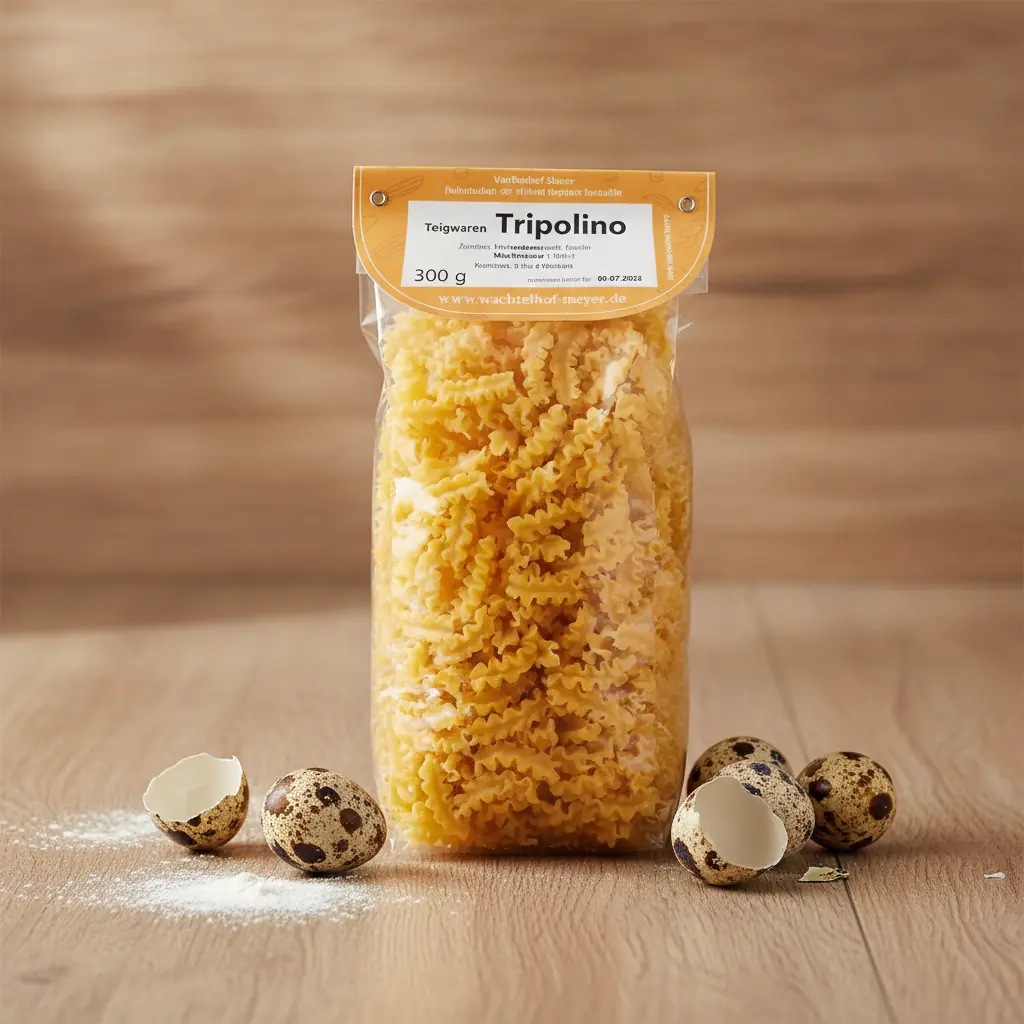Goldgelbe Tripolinos mit Wachtelei von Wachtelhof Meyer, 300g Packung